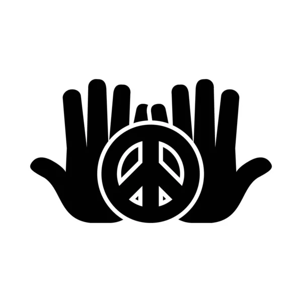 Hands with peace symbol icon, silhouette style — Stock Vector