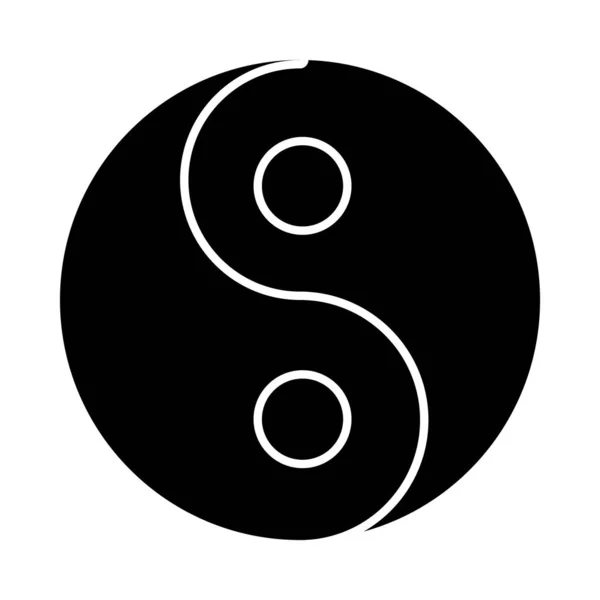 Yin yang sembol simgesi, siluet biçimi — Stok Vektör