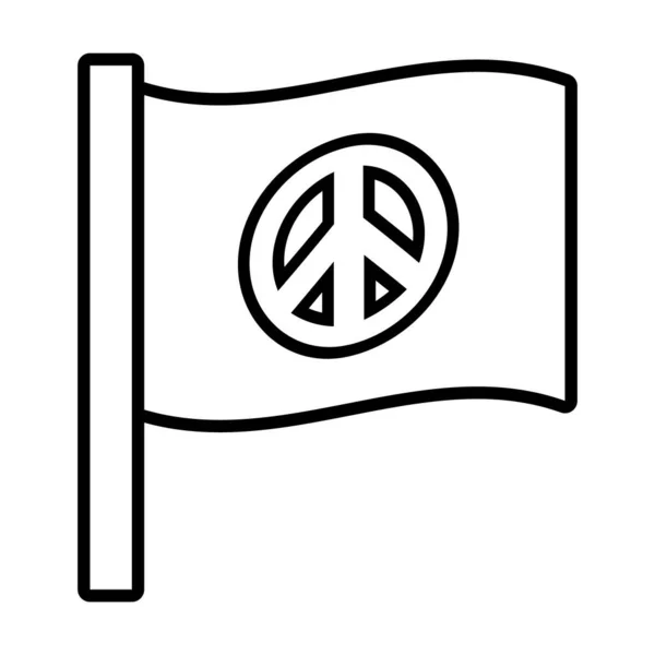 Bandera con símbolo de paz icono, estilo de línea — Archivo Imágenes Vectoriales
