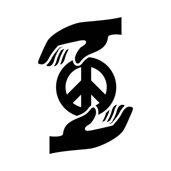 Ruce s ikonou symbolu míru, silueta styl — Stockový vektor