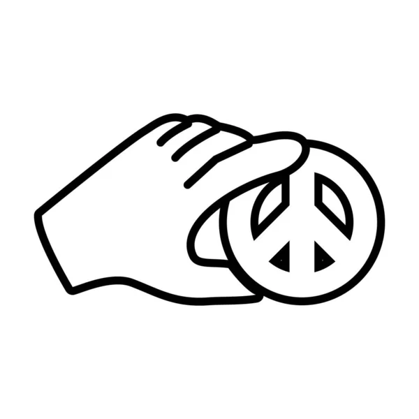 Mano con símbolo de paz icono, estilo de línea — Vector de stock