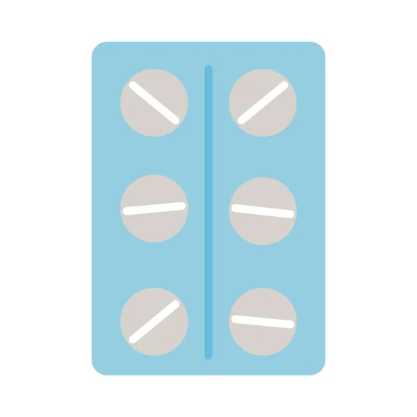 Pillen Blister Symbol, flacher Stil — Stockvektor