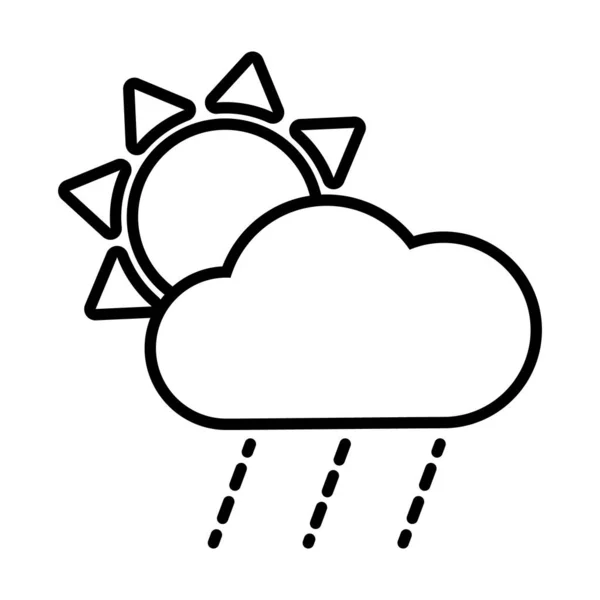 Icône soleil et nuage, style ligne — Image vectorielle