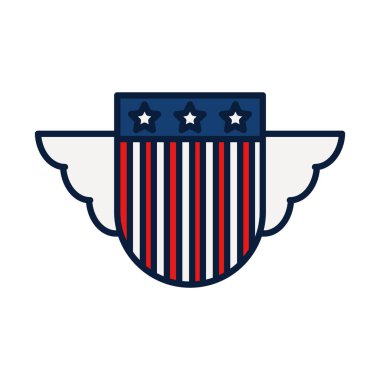 Kanatlı kalkan ve ABD bayrak tasarımı, çizgi ve dolgu stili