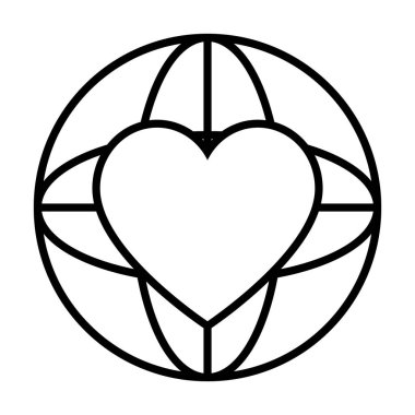 kalp şekli simgesine sahip küresel küre, çizgi biçimi