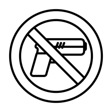 Silah simgesi ile yasaklanmış işaret, satır biçimi