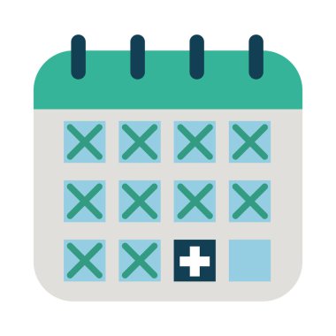 Tıbbi haç simgesine sahip takvim, düz biçim
