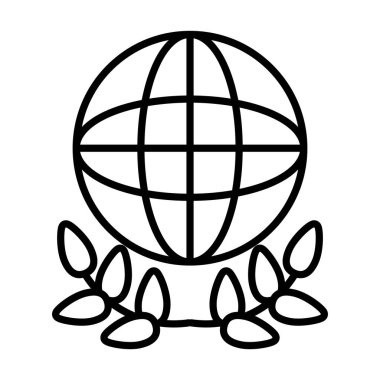 küresel küre ve çelenk simgesi, çizgi biçimi