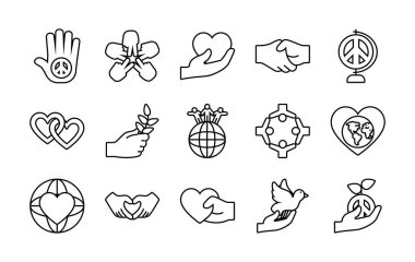 Barış ve kalplerin simgesi, satır biçimi