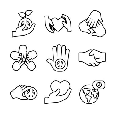 Barış ve el simgesi, satır biçimi