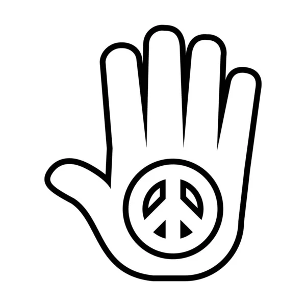 Hand met vrede symbool pictogram, lijn stijl — Stockvector