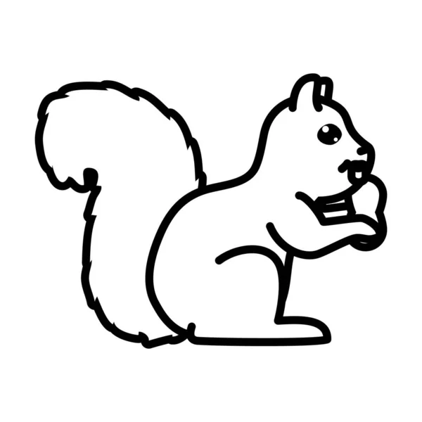 Squirrel with a nut icon, line style — Stock Vector