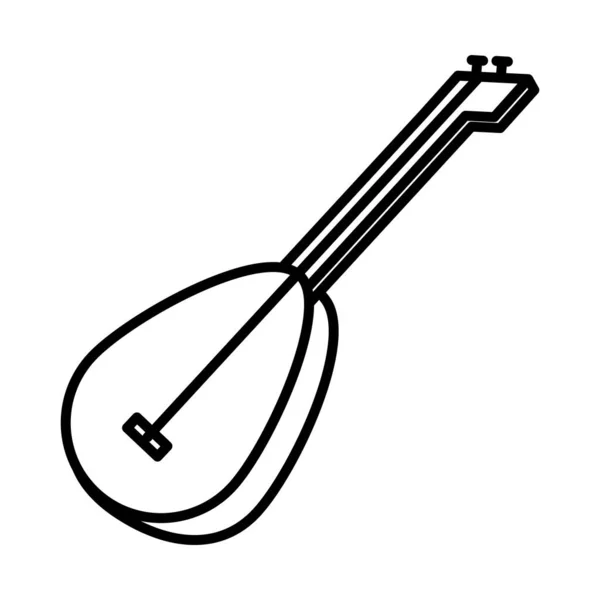 Icono tradicional de la guitarra turca, estilo de línea — Vector de stock