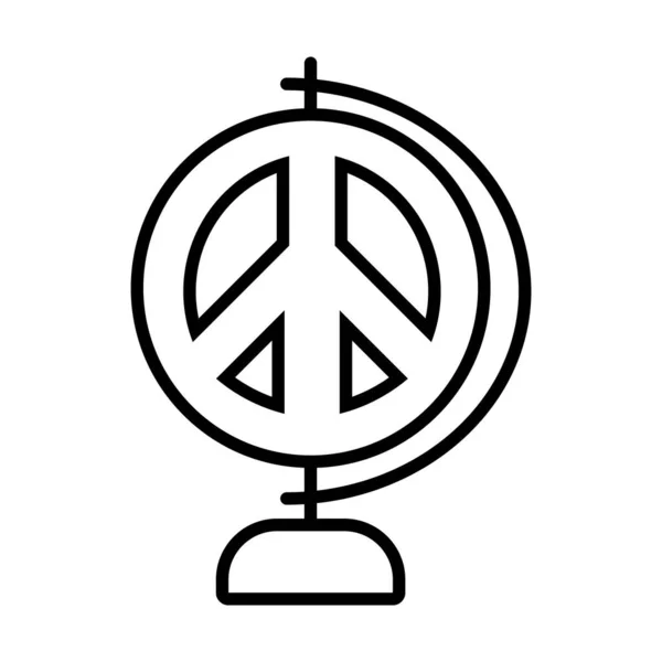 Outil de géographie avec icône de symbole de paix, style ligne — Image vectorielle