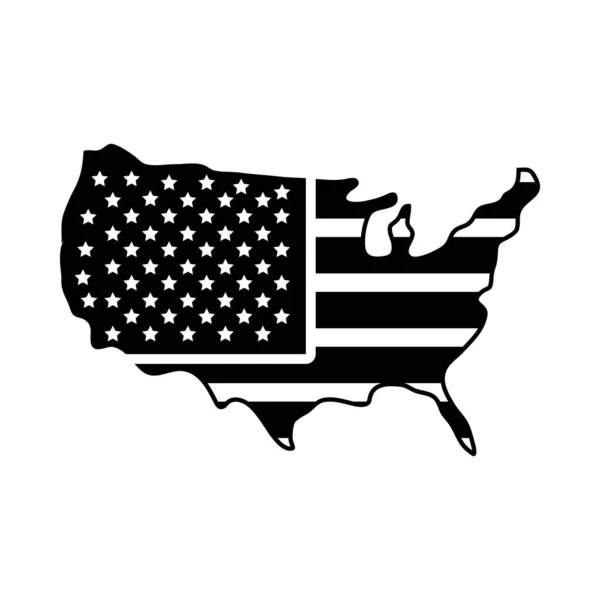 Usa kaart pictogram, silhouet stijl — Stockvector