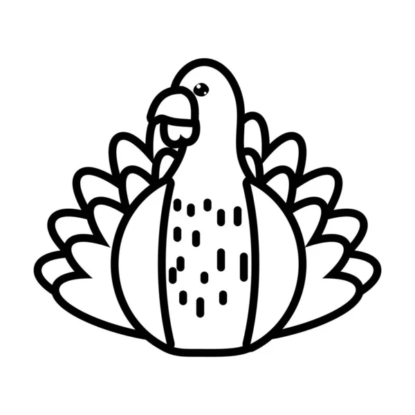 Autumn turkey icon, line style — Stock Vector