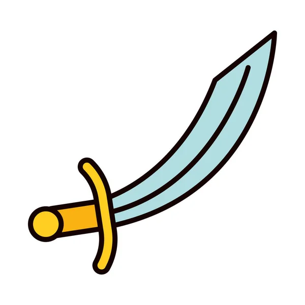 Icono de espada turca, línea y estilo de relleno — Vector de stock