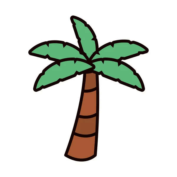 Иконка тропической пальмы, линия и стиль заливки — стоковый вектор