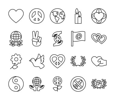 güvercin ve barış sembolü seti, satır biçimi