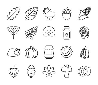 mısır ve sonbahar simgesi seti, satır biçimi