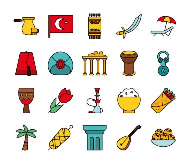 Türk halısı ve Türk simgesi seti, satır ve doldurma biçimi