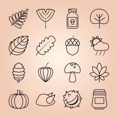 mantar ve sonbahar simgesi seti, satır biçimi