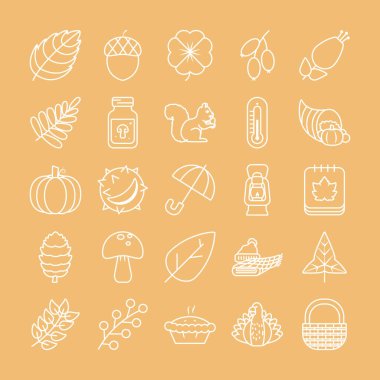 mısır ve sonbahar simgesi seti, satır biçimi