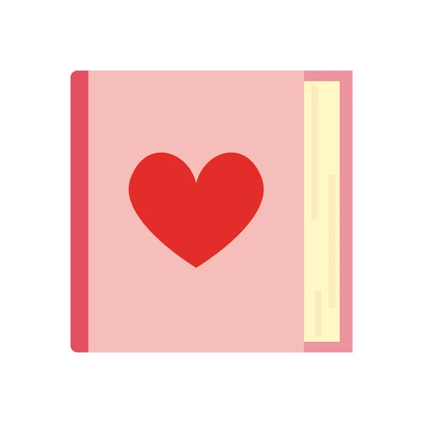 Livro de amor design vetor ícone estilo plano — Vetor de Stock
