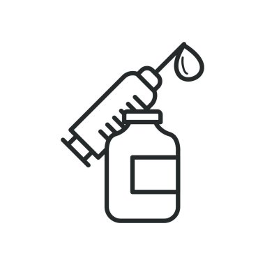 İlaç kavanozu ve enjeksiyon çizgisi biçim vektör tasarımı