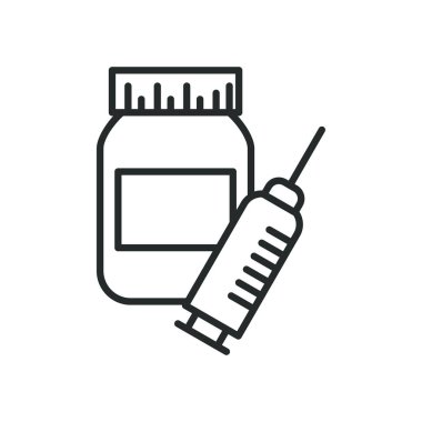 İlaç kavanozu ve enjeksiyon çizgisi biçim vektör tasarımı