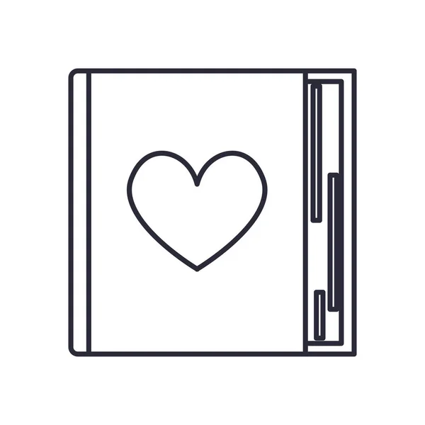 Amor livro linha estilo ícone vetor design — Vetor de Stock