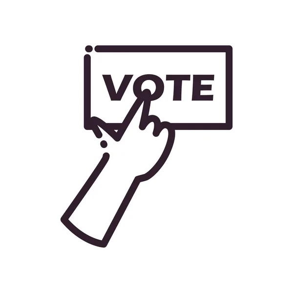 Hand with vote paper line style icon vector design — Stock Vector