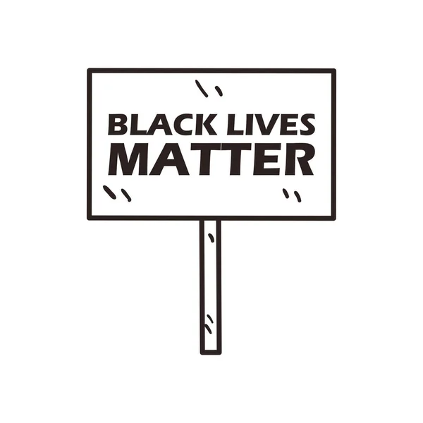 Black lives matter banner board linea stile icona vettoriale design — Vettoriale Stock