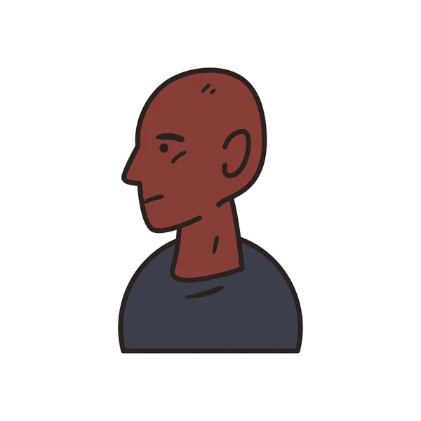 Hombre negro con línea de camiseta negra y diseño de vectores de icono de estilo de relleno — Vector de stock