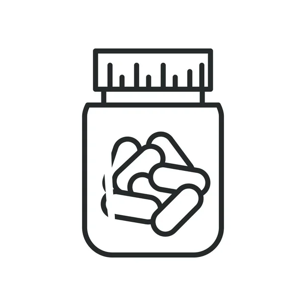 Pillole mediche vaso linea stile icona vettoriale design — Vettoriale Stock