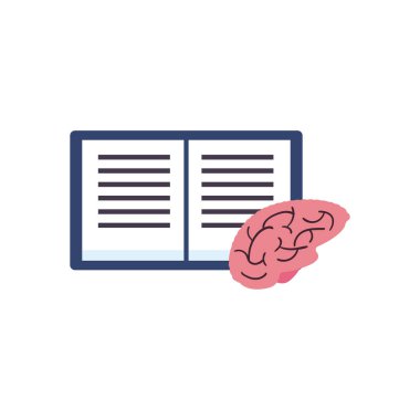 Beyin yassı biçim vektör tasarımı içeren kitabı aç