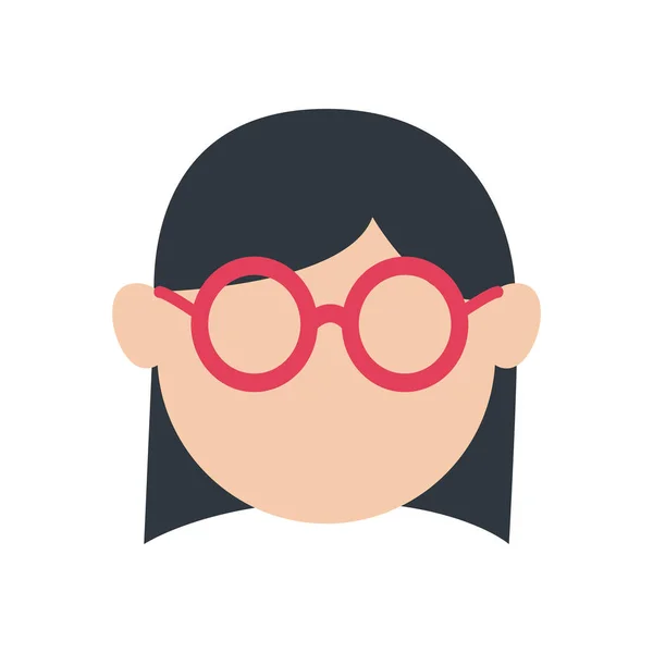 Mädchen Kopf mit Brille flachen Stil Ikone Vektor-Design — Stockvektor