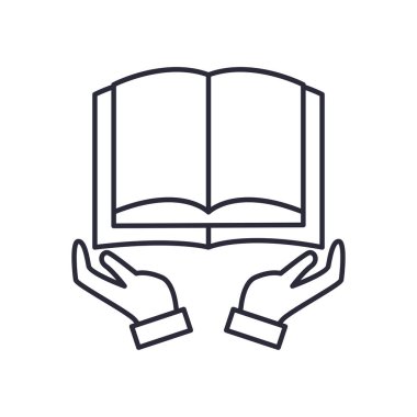 Eller satırı simge vektör tasarımı üzerinde kitabı aç