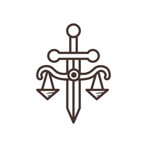 Law scale with sword line style icon vector design — Stock Vector