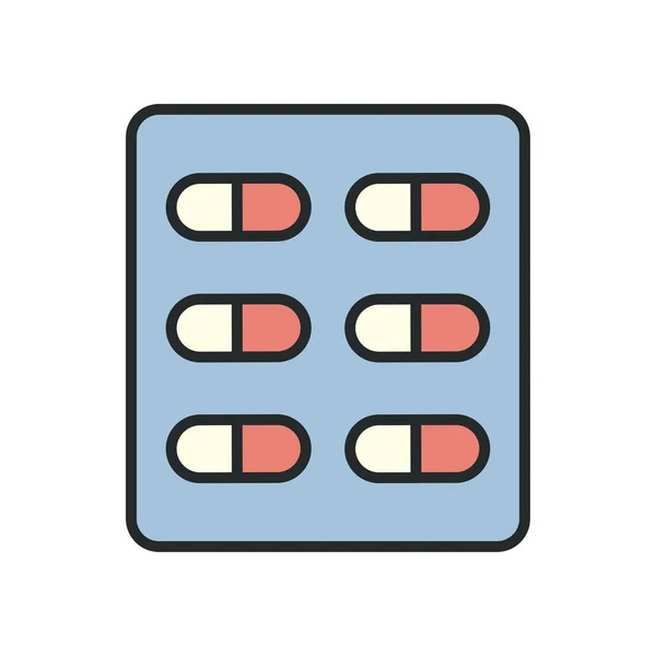 Línea de pastillas médicas y relleno icono de estilo de diseño de vectores — Archivo Imágenes Vectoriales