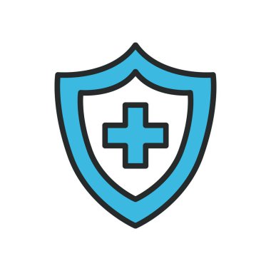 Kalkan çizgisinin içinden geç ve biçim ikonu vektör tasarımını doldur