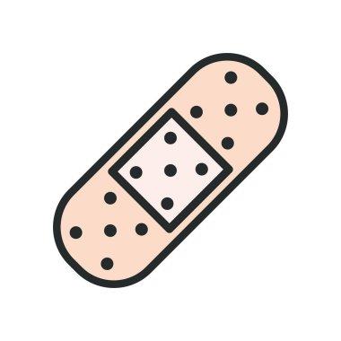 Tıbbi yapışkan bandaj çizgisi ve biçim ikonu vektör tasarımını doldur