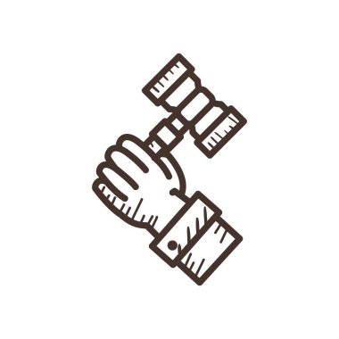 el ele tutuşan çekiç çizgisi biçim ikonu vektör tasarımı