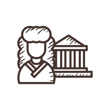 Adliye binası tarzı ikon vektör tasarımlı hukukçu