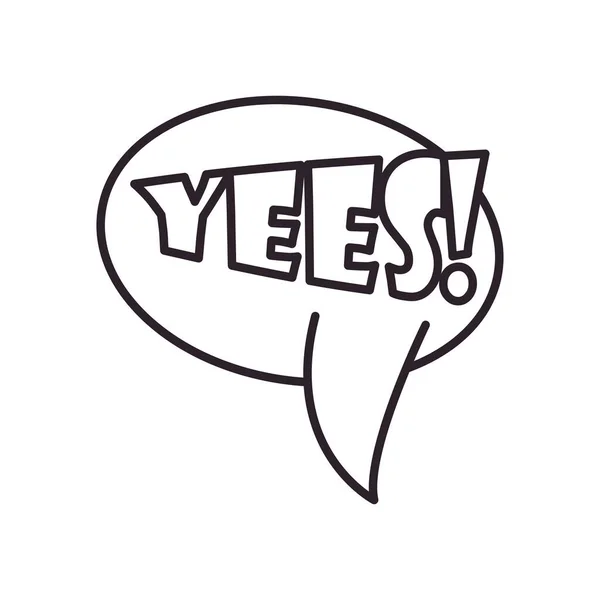 Yees bubble lijn stijl pictogram vector ontwerp — Stockvector