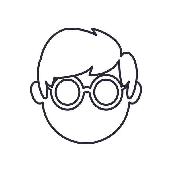 Boy head with glasses line style icon vector design — Stock Vector