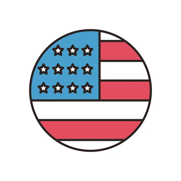 Etats-Unis drapeau cercle ligne et remplissage style icône vectoriel design — Image vectorielle