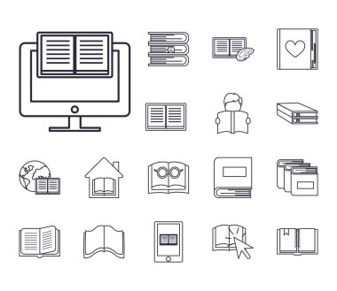 kitaplar ve e-kitaplar satır biçim simge vektör tasarımı