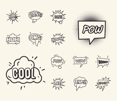 pop art baloncukları çizgi biçim vektör dizaynı