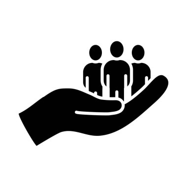 resim insanları bir el simgesi üzerinde duruyor, siluet tarzı